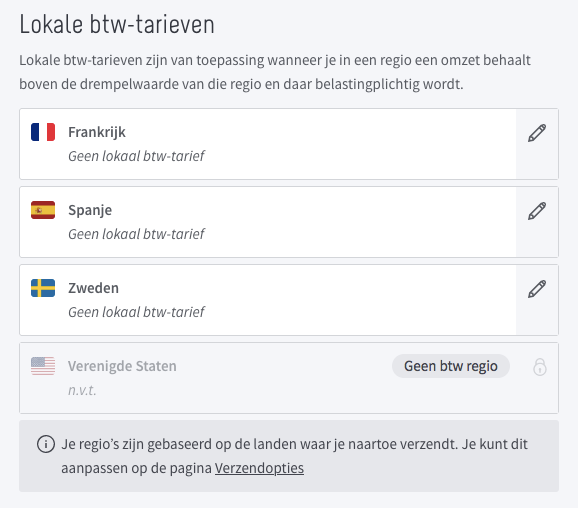 Lokale BTW-tarieven beheeromgeving